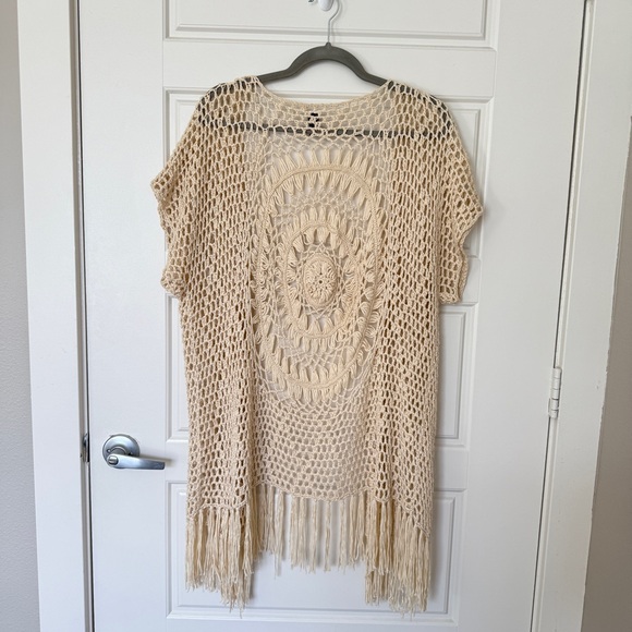 Saachi open kit crochet sun cardigan kimono cover up with tassels boho vacation - Picture 6 of 8